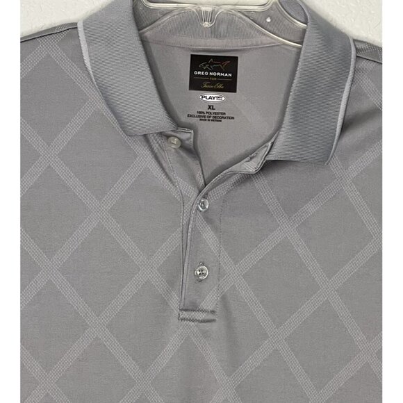 Golf Polos Sz XL(set Of 2) Greg Norman Play Dry Polyester Blue And Gray Argyle - Picture 3 of 8